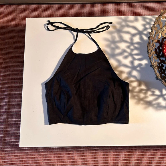 House of Harlow 1960 Halter Neck Tie Crop Top - Picture 1 of 5